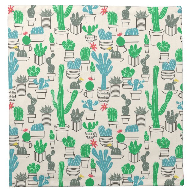 Cute Natural Floral Cacti Pattern Napkin (Front)