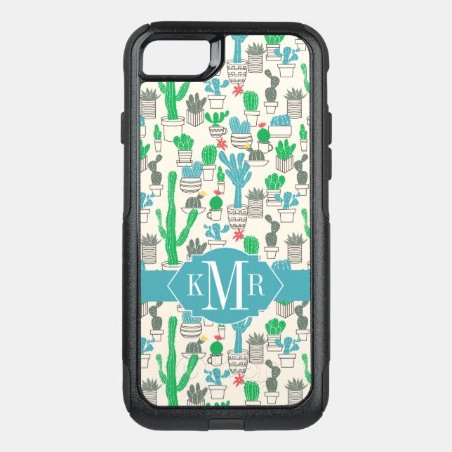 Cute Natural Floral Cacti Pattern Otterbox iPhone Case (Back)