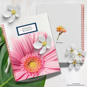 Cute nature and flowers Monogrammed l Pink Notebook