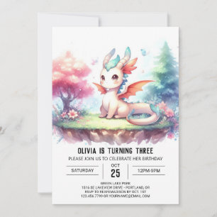 Cute Nature Dragon Birthday Invitation