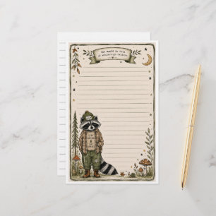 Cute Nature Explorer Raccoon Stationery Paper