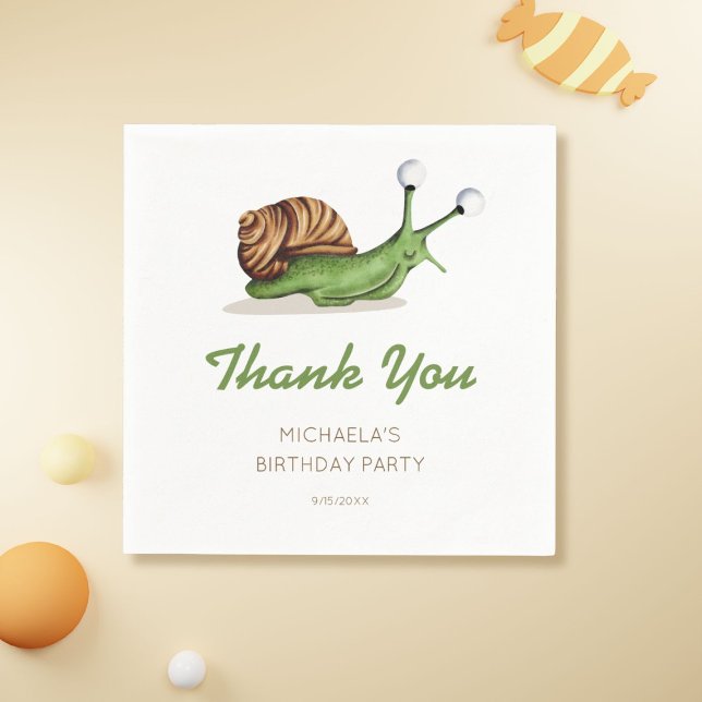 Cute Nature Snail Birthday Party Napkins (Creator Uploaded)