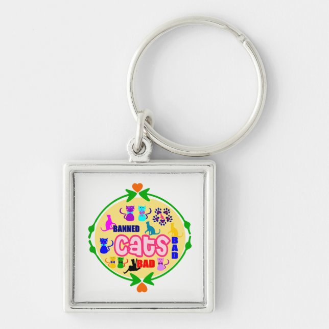 😻🐾↷❤Cute Naughty Cat Family Fabulous Waterproof Keychain (Front)