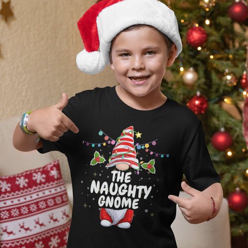 Cute Naughty Gnome Personalized Christmas T_Shirt