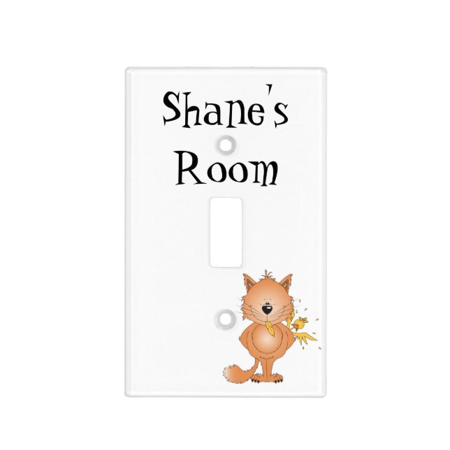 Cute Naughty Kitty Cat Cartoon and Friend Light Switch Cover (Front)