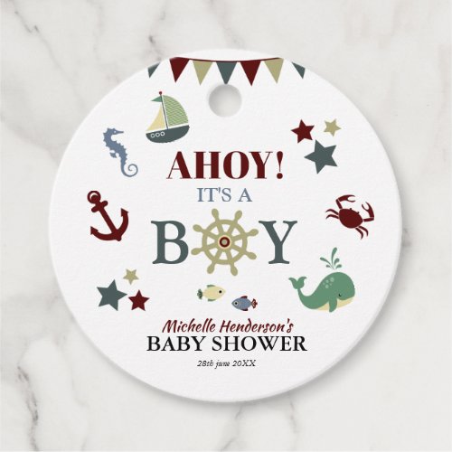 Cute Nautical Ahoy Its a Boy Baby Shower Favor Tags