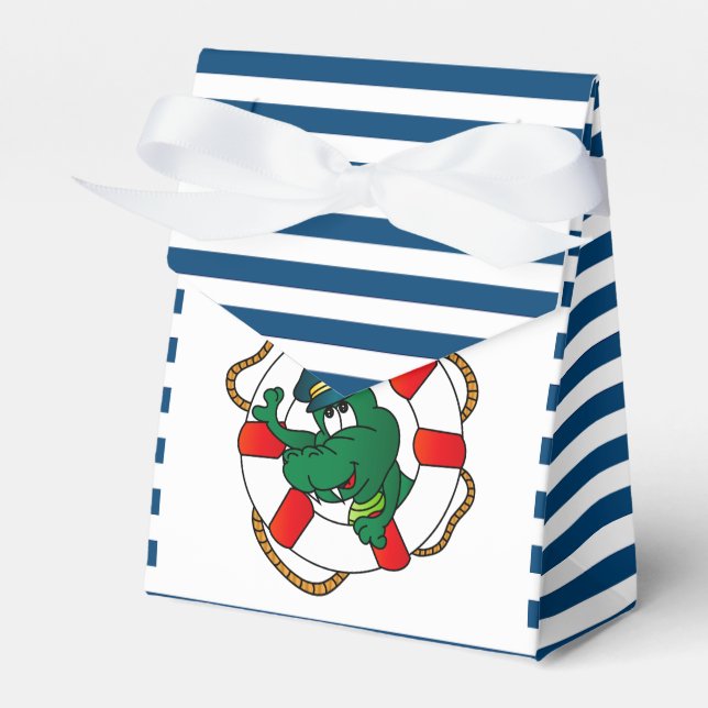 Cute Nautical Alligator Baby Shower Theme Favor Boxes (Front Side)