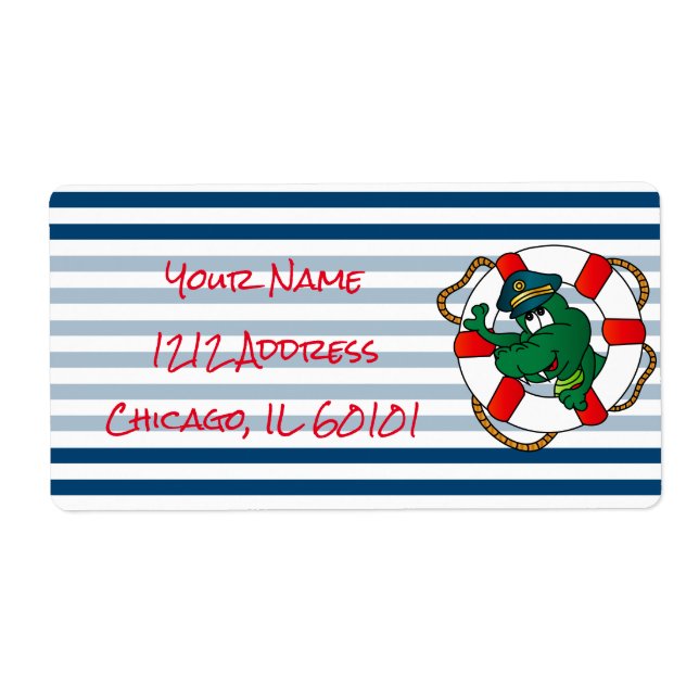 Cute Nautical Alligator Baby Shower Theme Label (Front)
