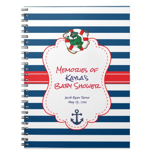 Cute Nautical Alligator Baby Shower Theme Notebook