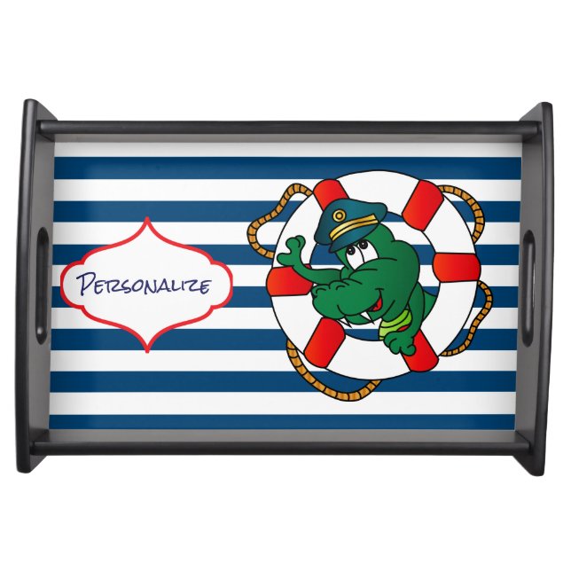 Cute Nautical Alligator Baby Shower Theme Serving Tray (Front)