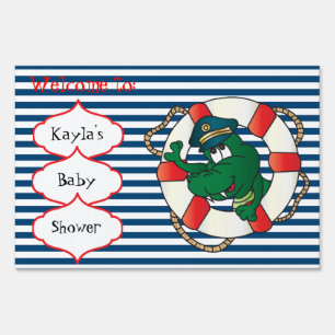 Cute Nautical Alligator Baby Shower Theme Sign