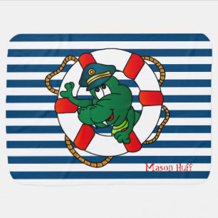 Cute Nautical Alligator Nursery Theme Stroller Blanket
