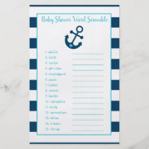 Cute Nautical Anchor Baby Word Scramble Game Flyer