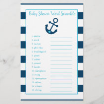 Cute Nautical Anchor Baby Word Scramble Game Flyer