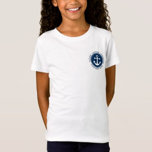 Cute Nautical Anchor Rope Navy Custom Boat Name T_Shirt