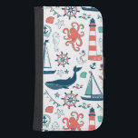 Cute Nautical Animals And Symbols Pattern Galaxy S4 Wallet Case<br><div class="desc">Cute nautical assorted animals and nautical symbols simple illustration over customizable white background color. If you need any help customizing any of my designs,  contact ArtOnWear designer. Free text formatting with live help available by request.</div>