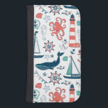 Cute Nautical Animals And Symbols Pattern Galaxy S4 Wallet Case<br><div class="desc">Cute nautical assorted animals and nautical symbols simple illustration over customizable white background color. If you need any help customizing any of my designs,  contact ArtOnWear designer. Free text formatting with live help available by request.</div>