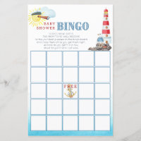 Cute Nautical Baby Shower Bingo Game