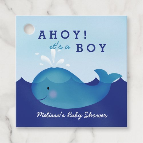 Cute Nautical Baby Shower Blue Whale Favor Tags