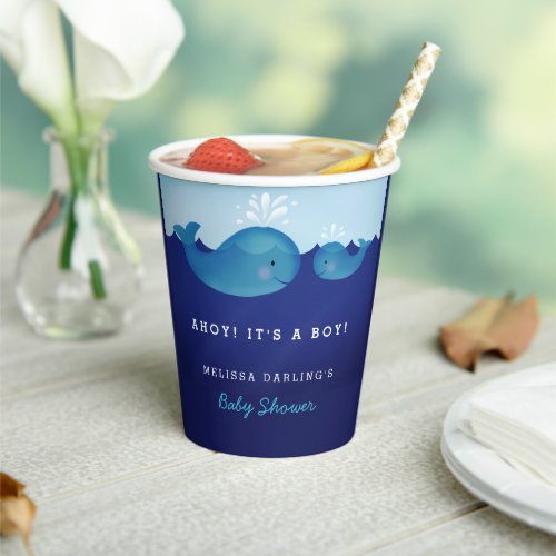Cute Nautical Baby Shower  Blue Whale Paper Cups