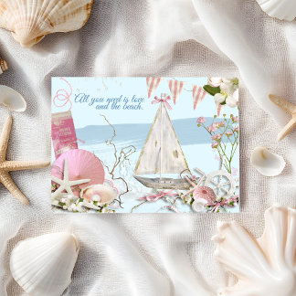 Cute Nautical Beach Retro Greeting Postcard