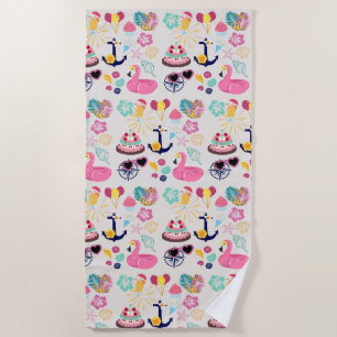 Cute Nautical Birthday Beach Towel