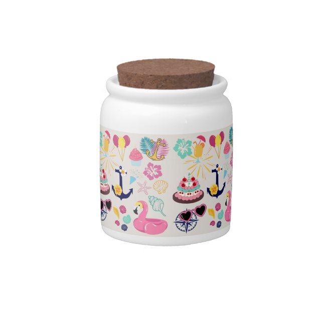 Cute Nautical Birthday Candy Jar (Front)