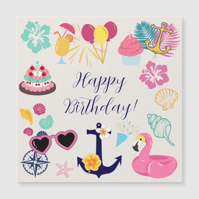 Cute Nautical Birthday Door Magnet (Front)
