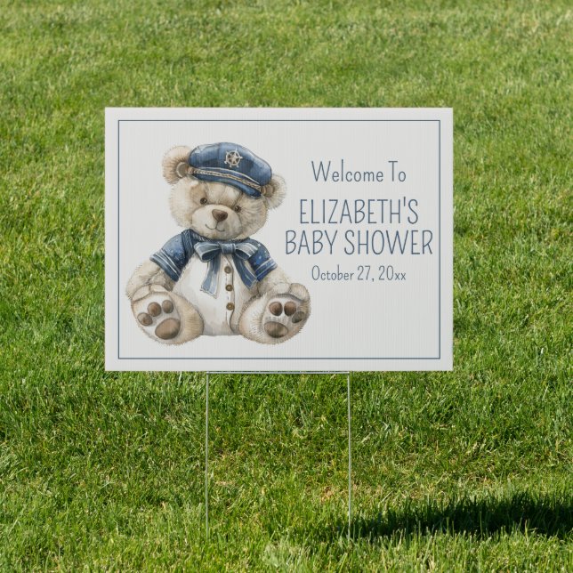 Cute Nautical Blue Baby Bear Baby Shower Sign (Insitu)