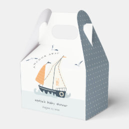Cute Nautical Blue Sailboat Pastel Baby Shower Favor Boxes