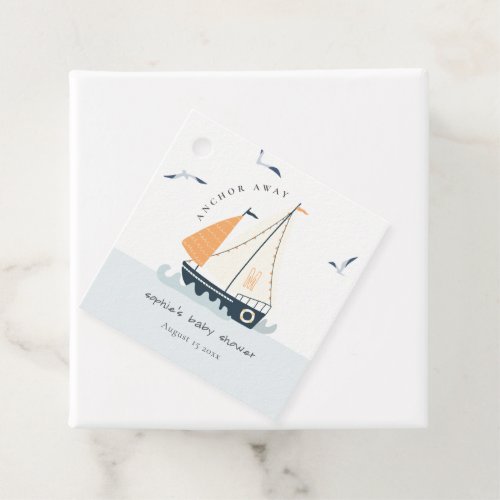 Cute Nautical Blue Sailboat Pastel Baby Shower Favor Tags