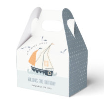Cute Nautical Blue Sailboat Pastel Kids Birthday Favor Boxes