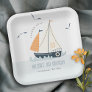 Cute Nautical Blue Sailboat Pastel Kids Birthday Paper Plates
