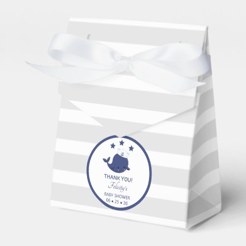 Cute Nautical Blue Whale Baby Shower Thank You Fav Favor Boxes