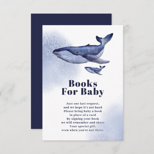 Cute nautical blue whale watercolor books for baby enclosure card