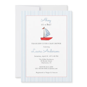 Cute Nautical boat Baby boy Baby shower Invitation