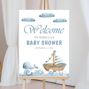 Cute Nautical Boat Baby Shower Welcome Sign