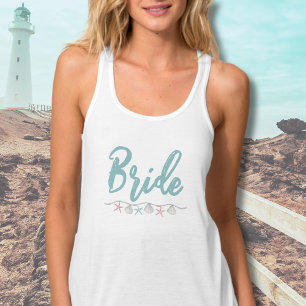 Cute Nautical Coastal Beach Bride Tank Top