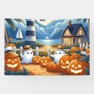 Cute, Nautical/coastal Halloween ghost/pumpkins Banner