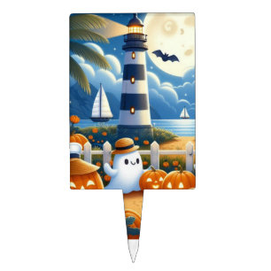 Cute, Nautical/coastal Halloween ghost/pumpkins Cake Topper