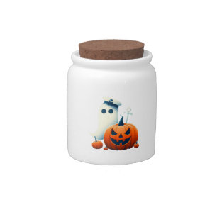 Cute, Nautical/coastal Halloween ghost/pumpkins Candy Jar