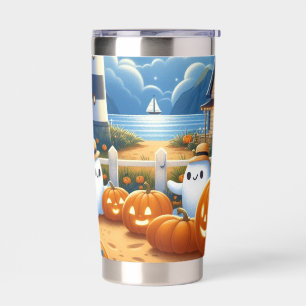 Cute, Nautical/coastal Halloween ghost/pumpkins Insulated Tumbler