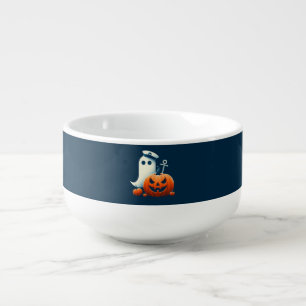 Cute, Nautical/coastal Halloween ghost/pumpkins Soup Mug