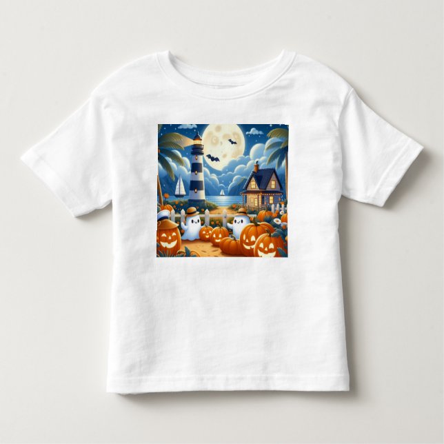 Cute, Nautical/coastal Halloween ghost/pumpkins Toddler T-shirt (Front)