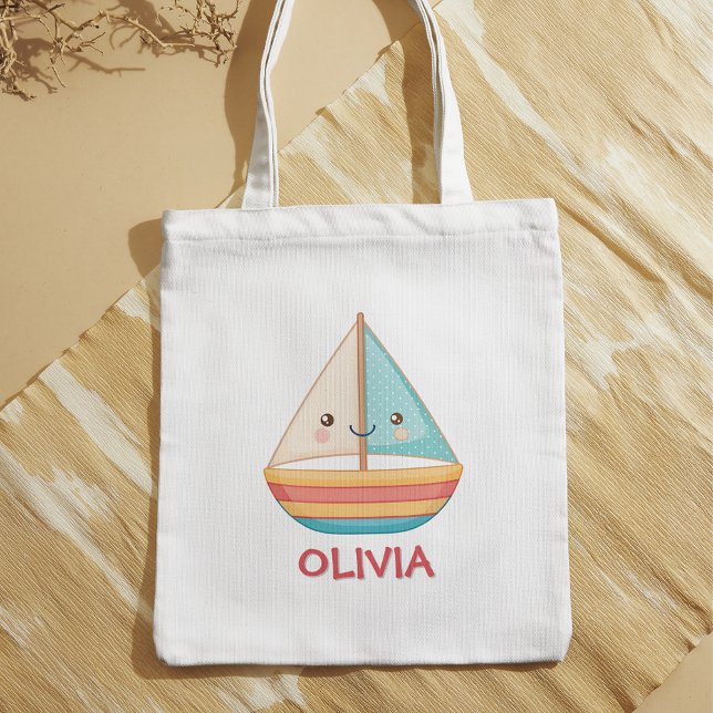 Cute Nautical Colorful Sailboat Tote Bag (Creator Uploaded)