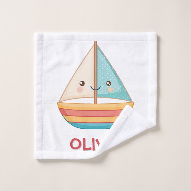 Cute Nautical Colorful Sailboat Wash Cloth (Wash Cloth)