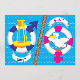 Cute Nautical Gender Reveal Party Invitaion Invitation
