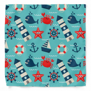 Cute Nautical Icons Bandana