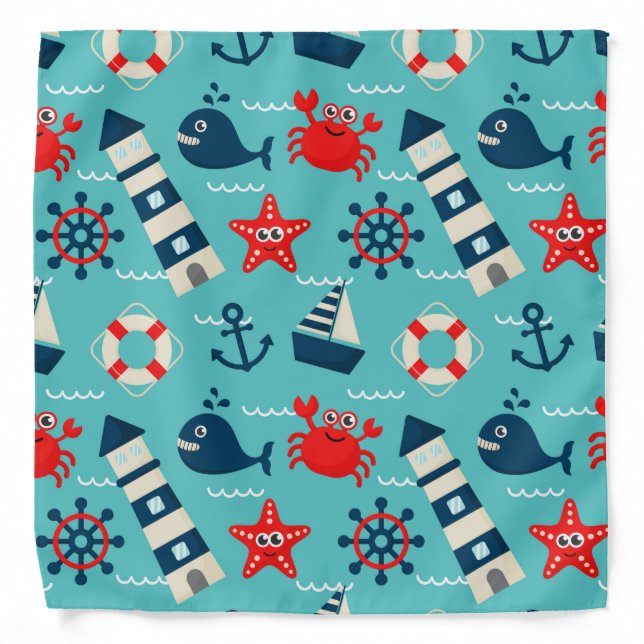 Cute Nautical Icons Bandana (Front)