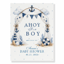 Cute Nautical Lifebuoy Seashell Ahoy It's a Boy